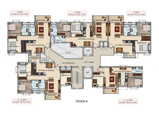 2BHK B 202 TO B 1102 2BHK B 203 TO B 1103 2BHK B 204 TO B 1104 2 5BHK B 201 TO B 1101 1 5BHK B205 TO B 1105 - Mantri Primus Reflection