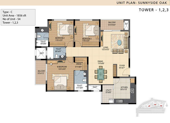 TYPE C UNIT AREA 1856SFT - Prestige Sunnyside