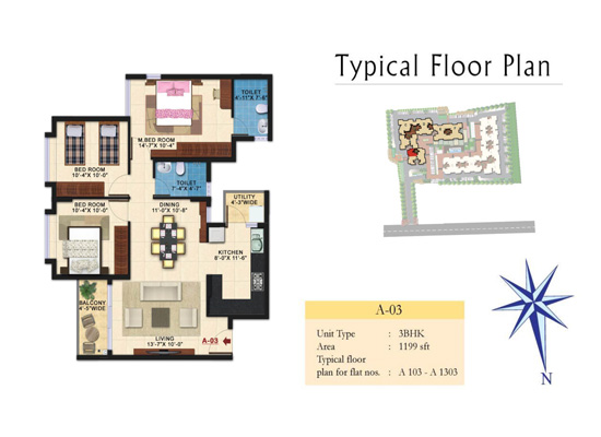Typical-Floor-Plan_A_03_Unit-Type_3BHK_Area_1197sqft - Kolte Patil Raaga
