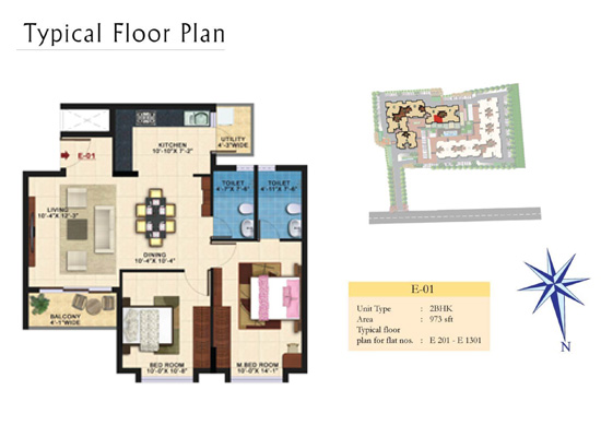 Typical-Floor-Plan_E_01_Unit-Type_2BHK_Area_973sqft - Kolte Patil Raaga