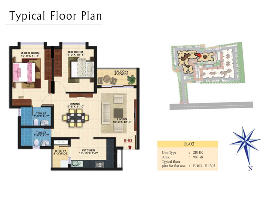 Typical-Floor-Plan_E_03_Unit-Type_2BHK_Area_987sqft - Kolte Patil Raaga
