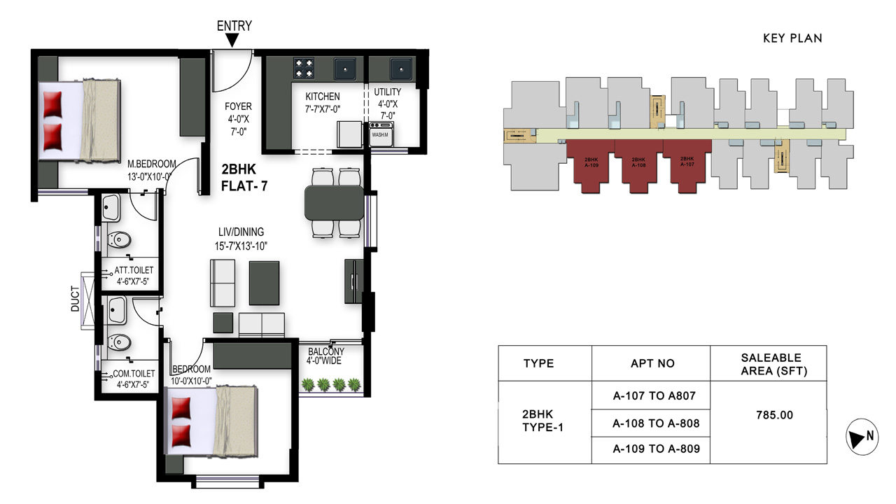 floorplan 1280x720 2bhk type1 - chhabra windmill