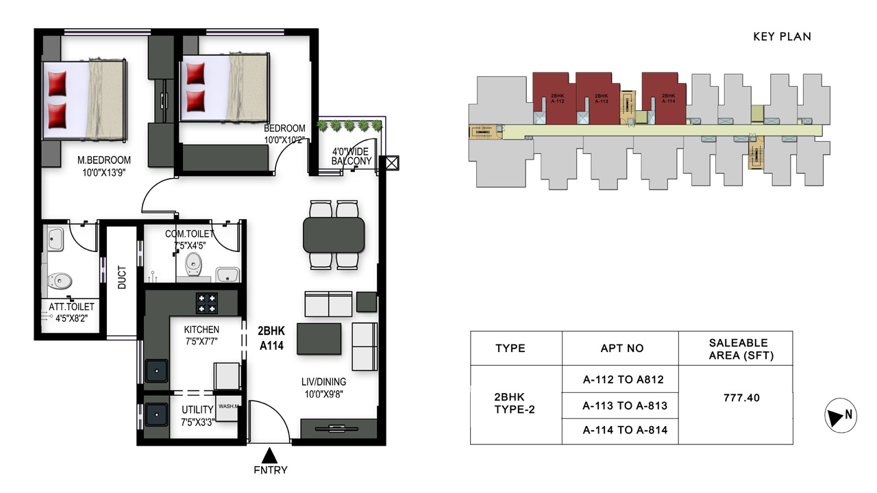 floorplan 1280x720 2bhk type2 - chhabra windmill