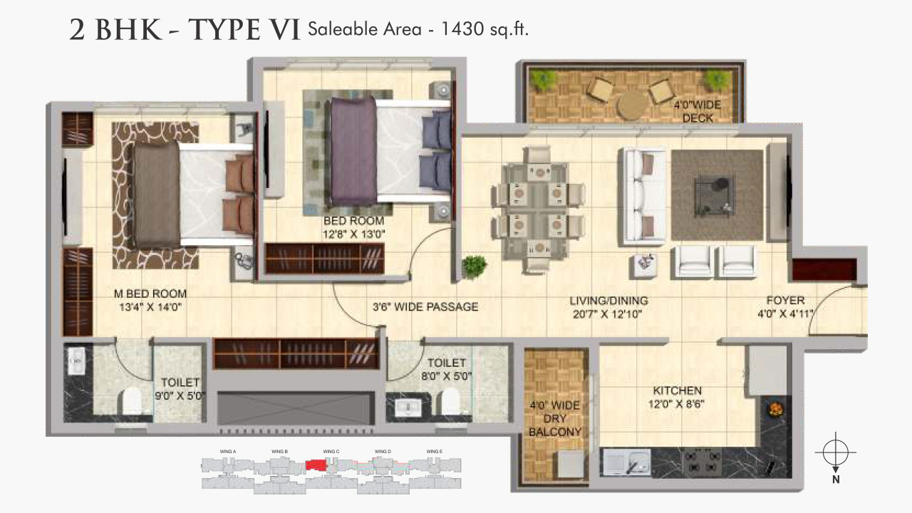 2bhk type VI 1430sft - mittal elanza