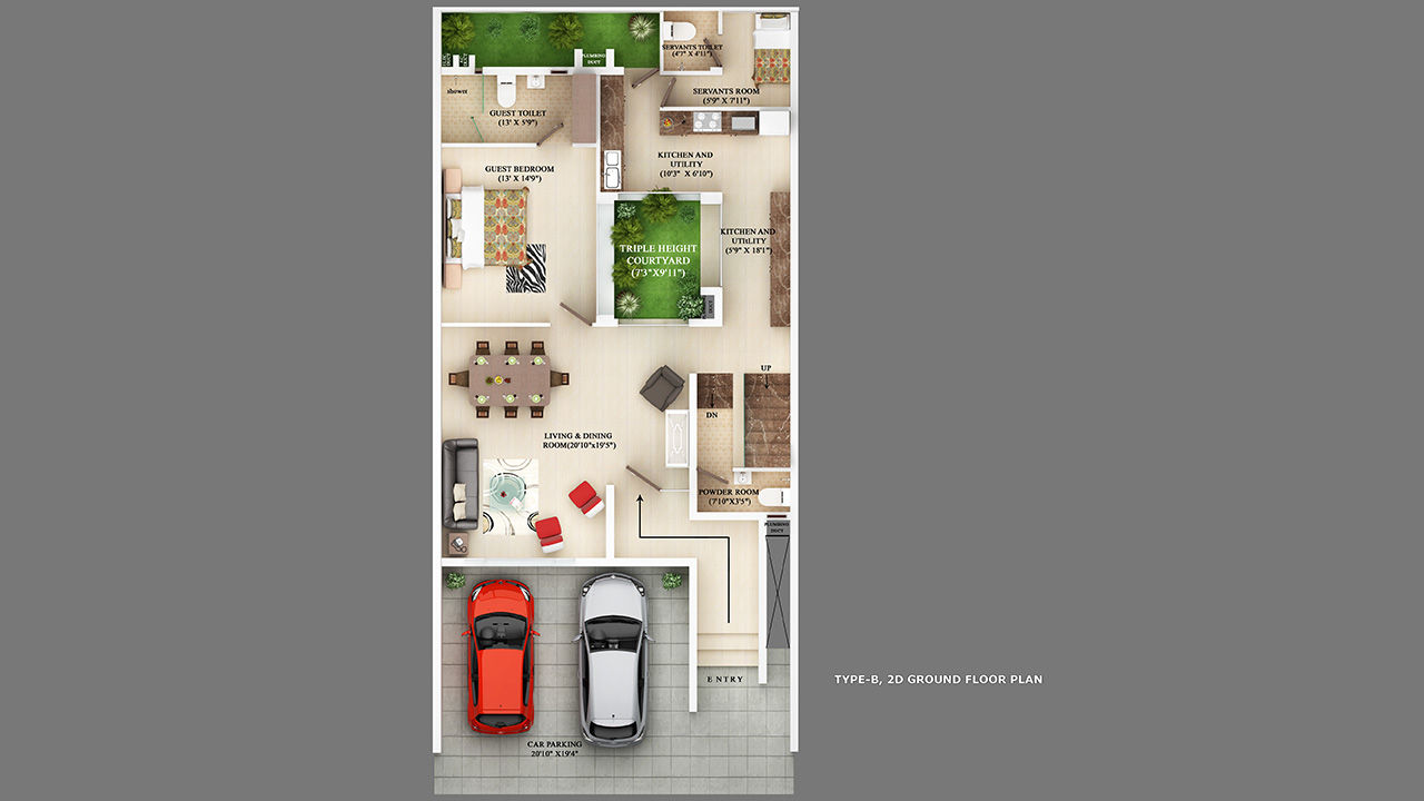 floorplan_1280x720_4Type-B_2D-Ground-Floor-Plan - Raja Woods Park