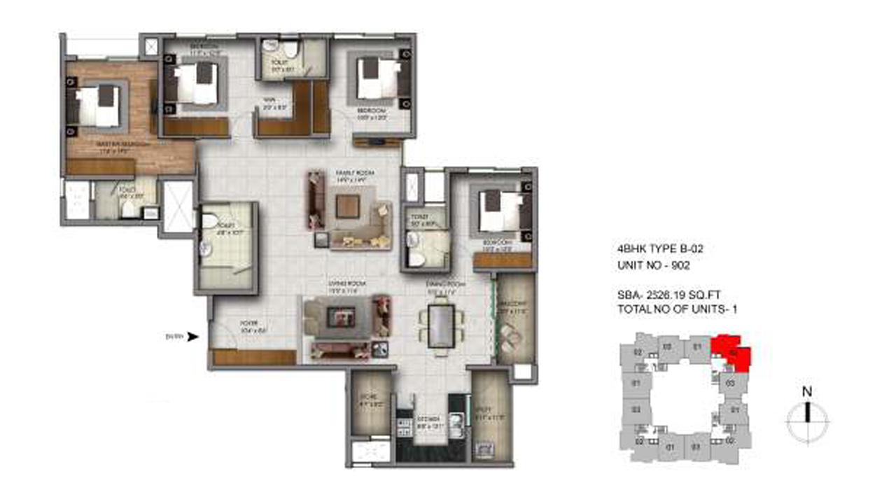 4BHK Type B2 2526 Sq. Feet - Century Infinity
