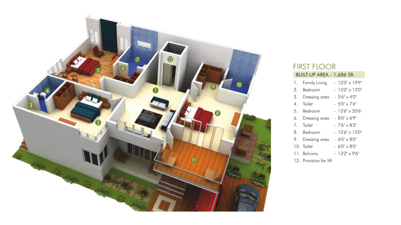 4bhk east facing villa firstfloor 1686sft - celebrity natures habitat