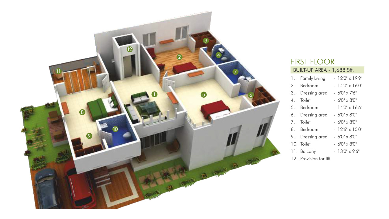4bhk west facing villa firstfloor 1688sft - celebrity natures habitat