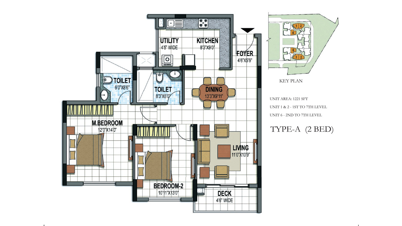 Type A 2 BHK - Prestige Silver Sun