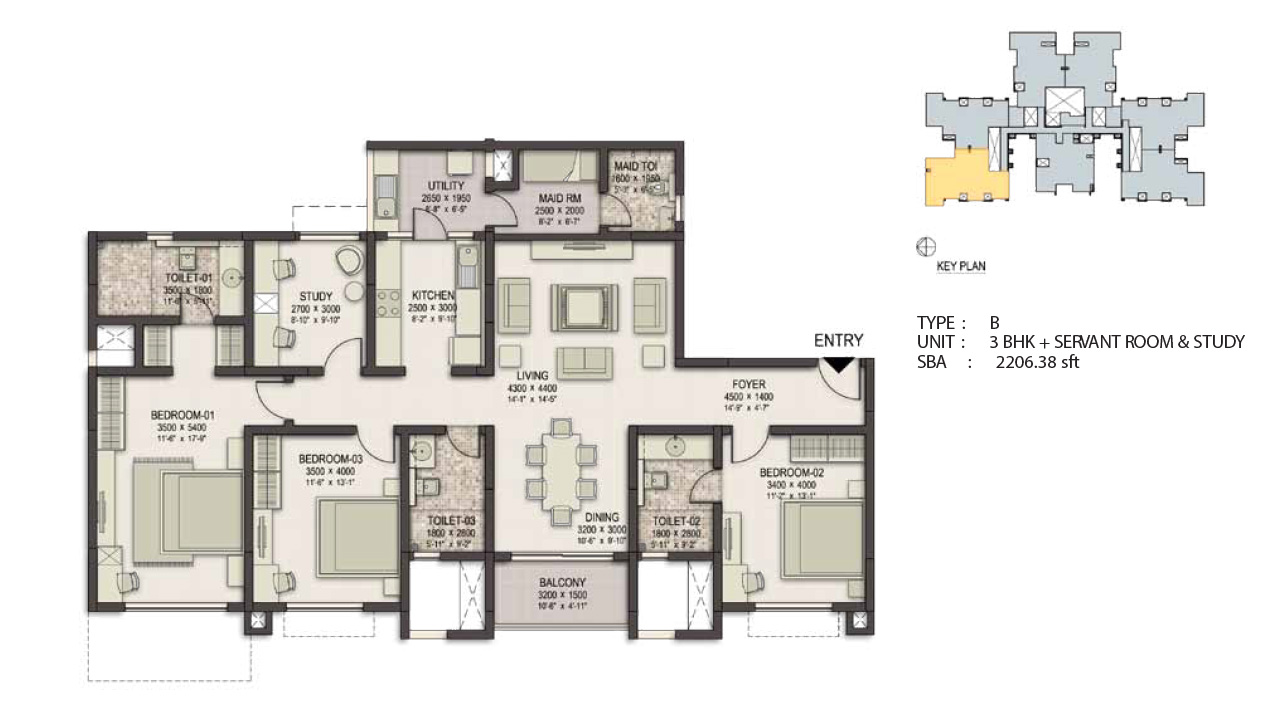 Type B 2206Sq.Feet - Sobha Eternia