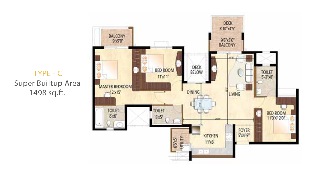 Type C 1498Sq.Ft. - Purva City Of Gold