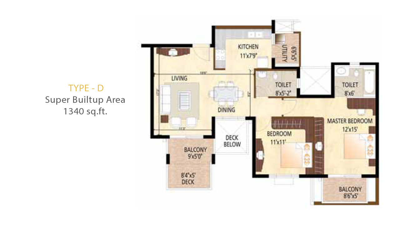 Type D 1340Sq.Ft. - Purva City Of Gold