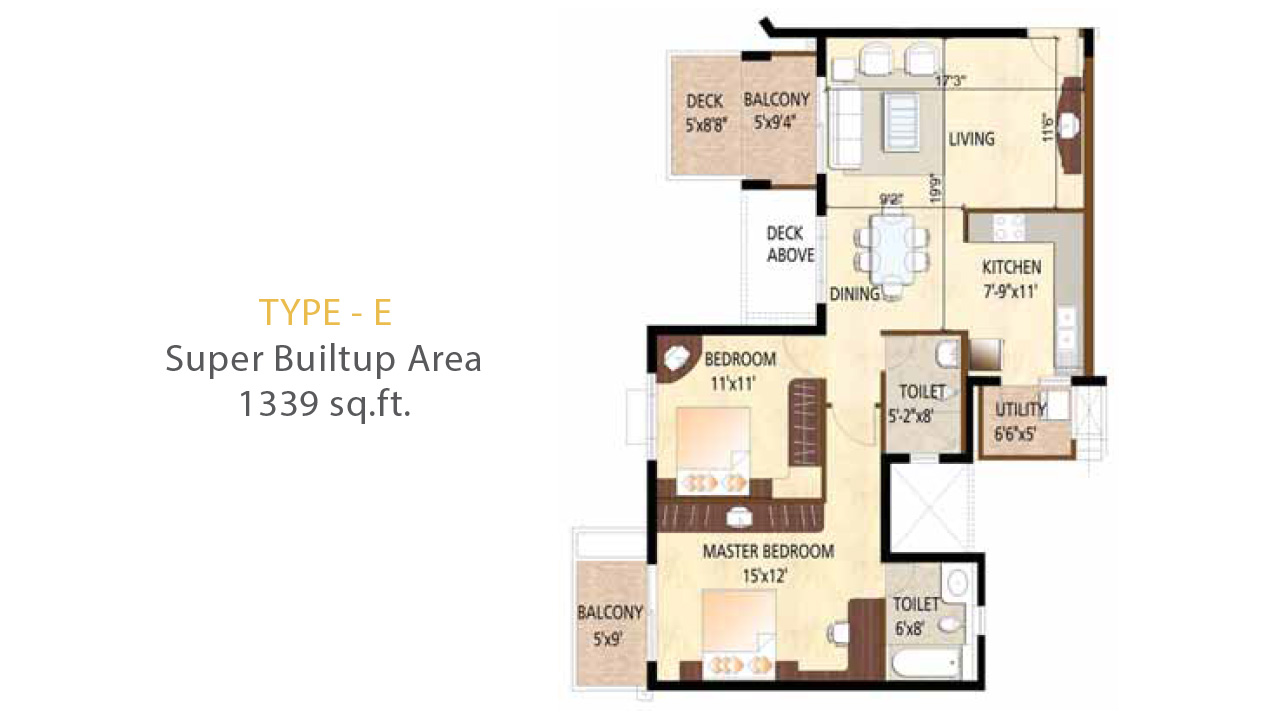 Type E 1339 Sq.Ft. - Purva City Of Gold