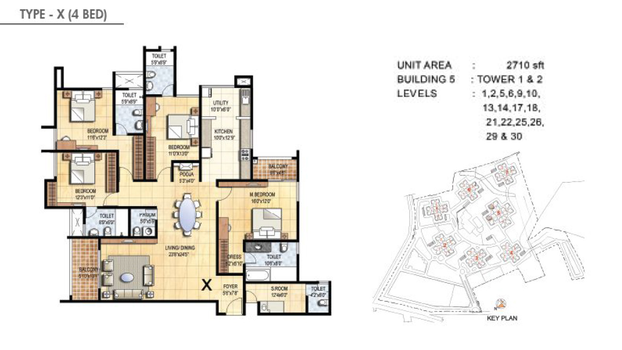 TYPE X 4BHK - Prestige Falcon City