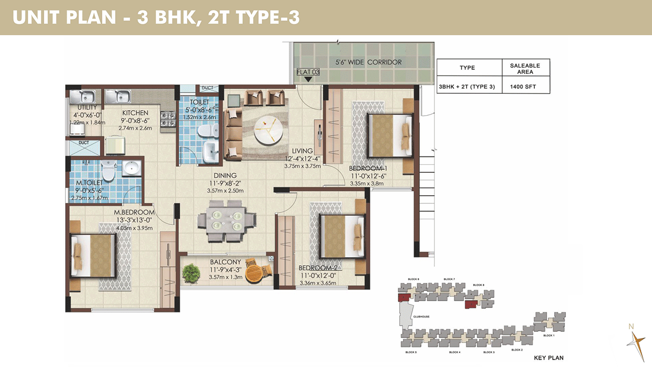 3 BHK - mahaveer celesse