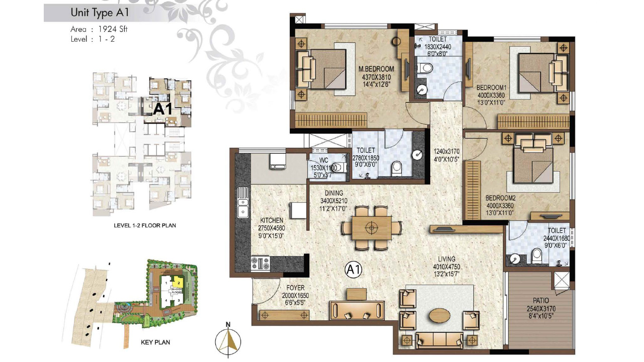Unit Type A1 1924Sq.Ft - Prestige Brooklyn Heights