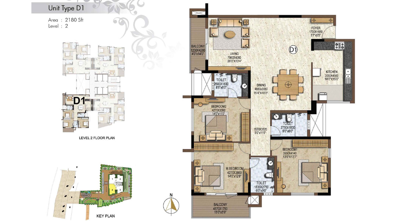 Unit Type D1 2180Sq.Ft. - Prestige Brooklyn Heights