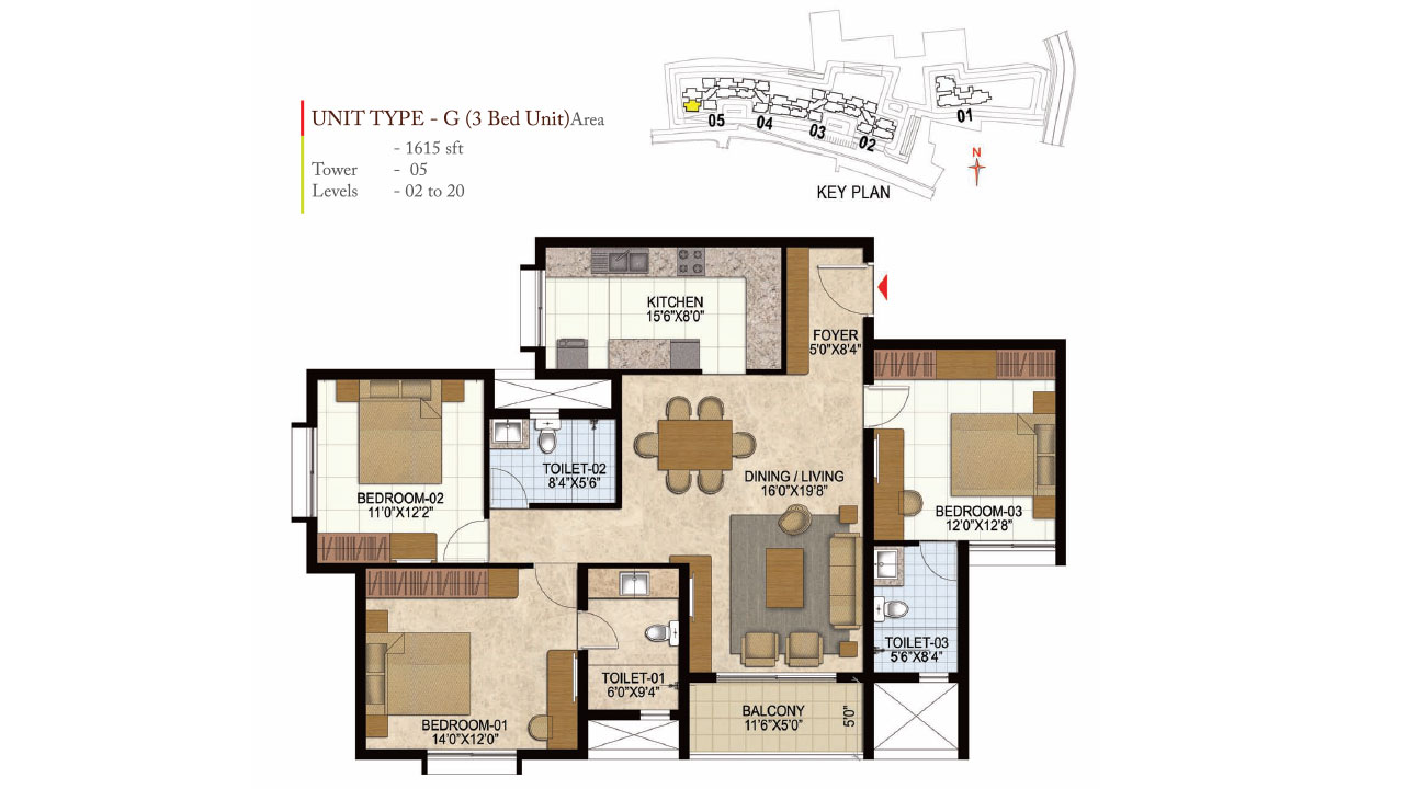 3 BHK - prestige west woods