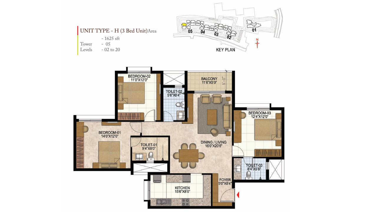 3 BHK - prestige west woods