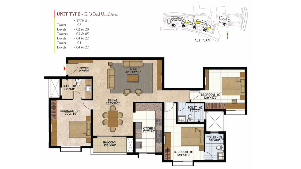 3 BHK - prestige west woods