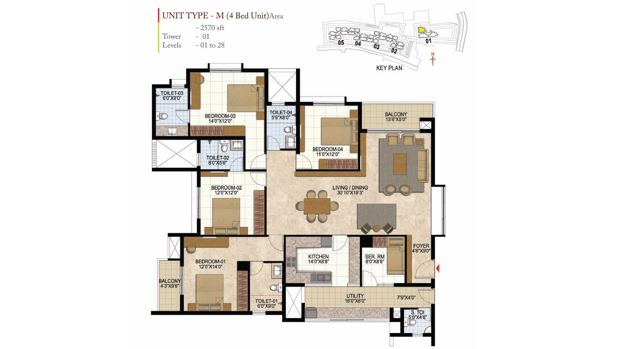 4 bhk - prestige west woods