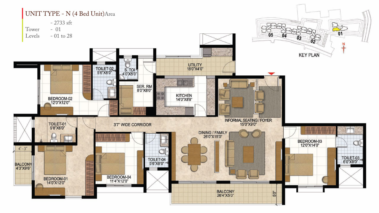 4 bhk - prestige west woods