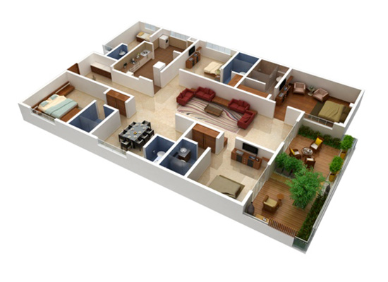 4 BHK TYPEA - Vaishnavi Terraces