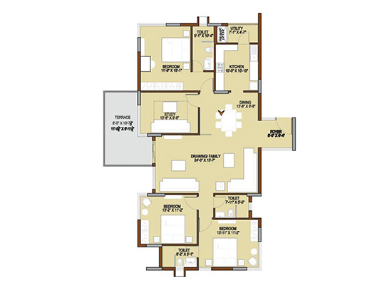 floorplan type F2 3-5bhk_2100sft - Unishire Terraza