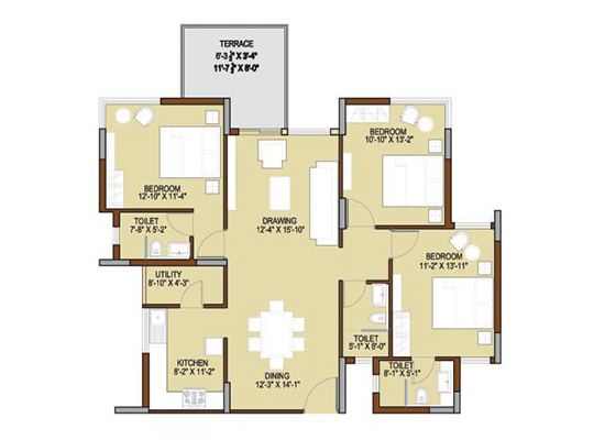 floorplan typeH1 3bhk 1620sft - Unishire Terraza