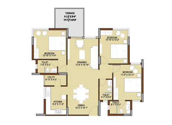 floorplan typeH1 3bhk 1630sft - Unishire Terraza