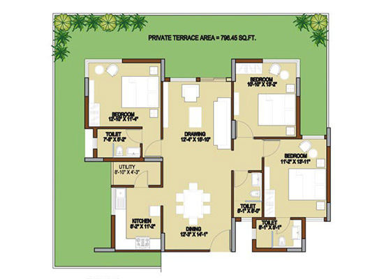 floorplan typeH 3bhk 1830sft - Unishire Terraza