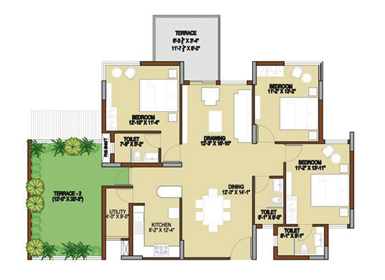 floorplan typeM1 3bhk 1810sft - Unishire Terraza