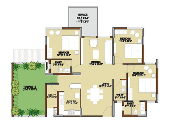 floorplan typeM1 3bhk 1830sft - Unishire Terraza
