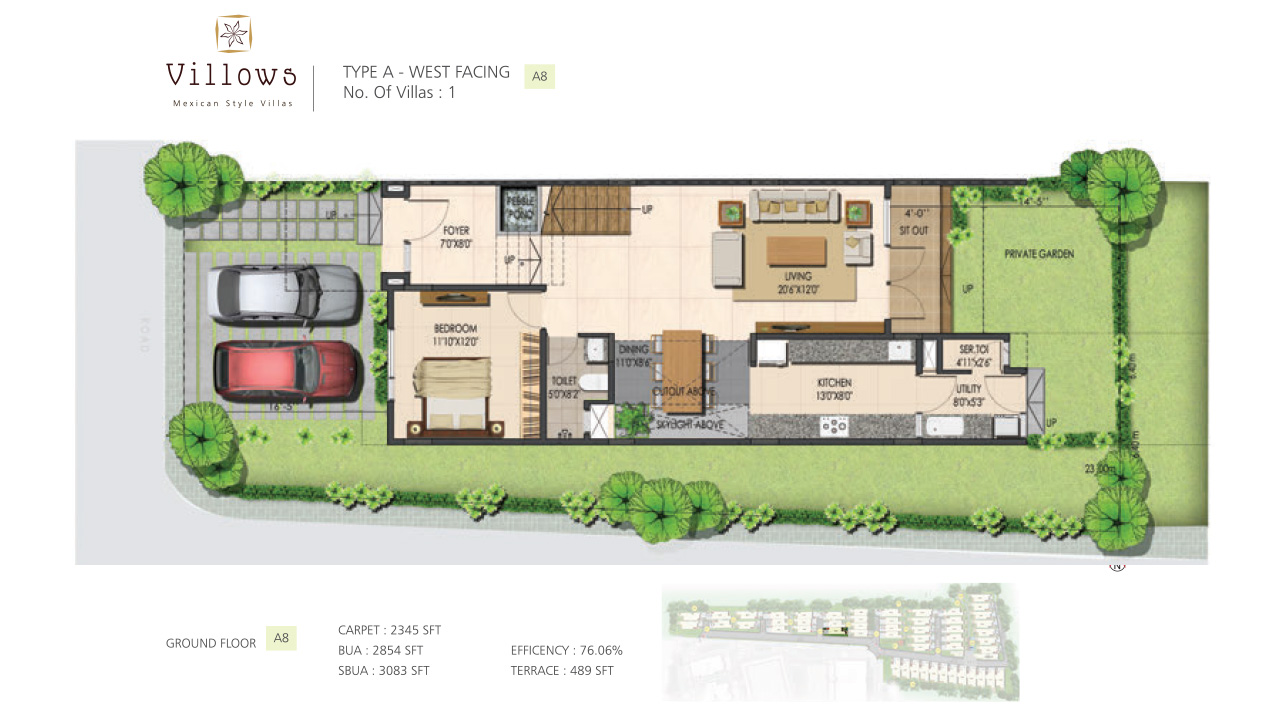 type A west facing_groundfloor_villa1_A8 - Ajmera Villows