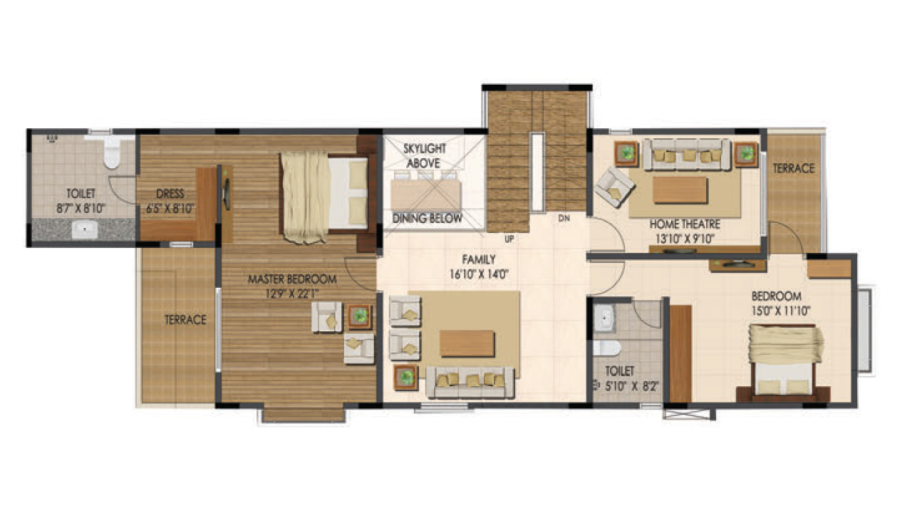 type B east facing_firstfloor_villa 1_b21 - Ajmera Villows