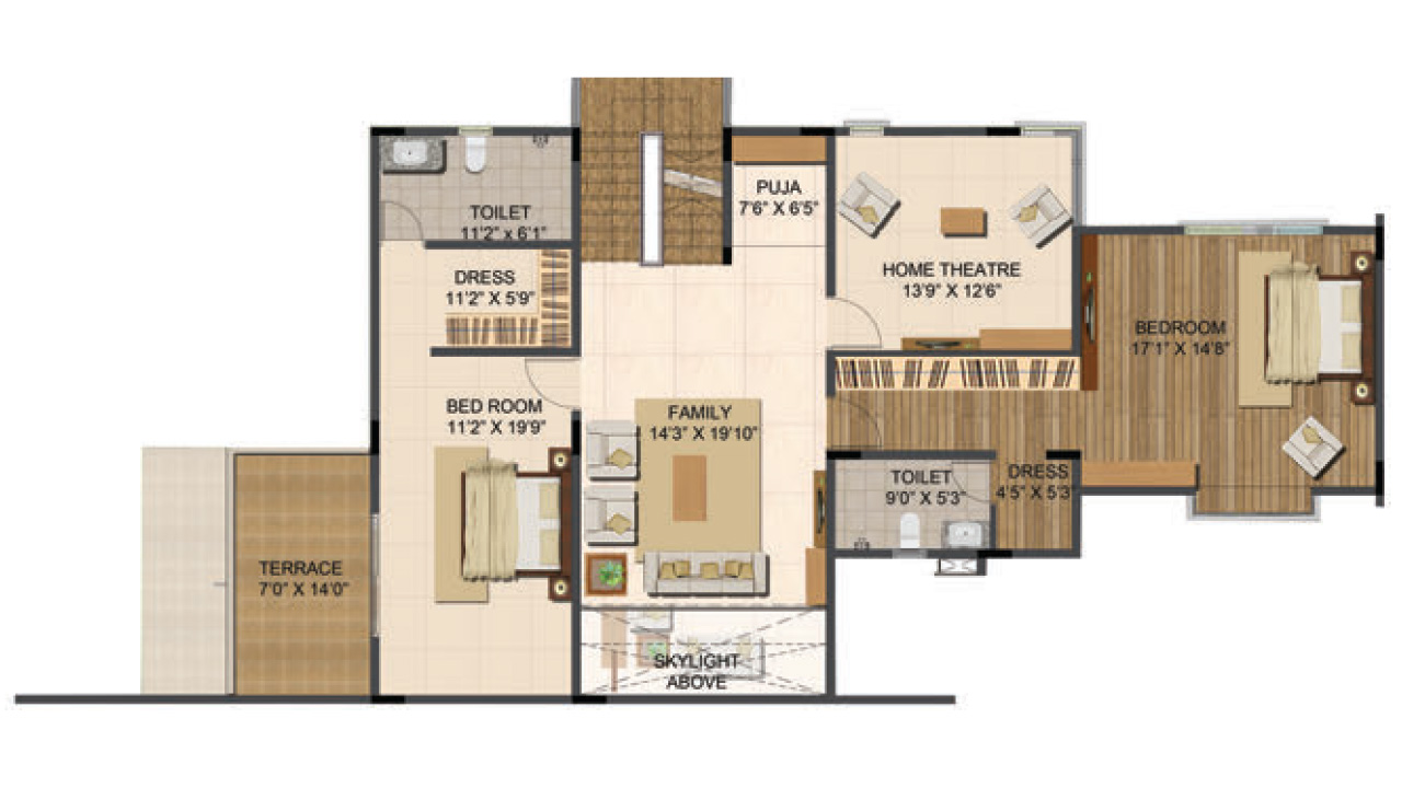 type B east facing_firstfloor_villa 1_b24 - Ajmera Villows