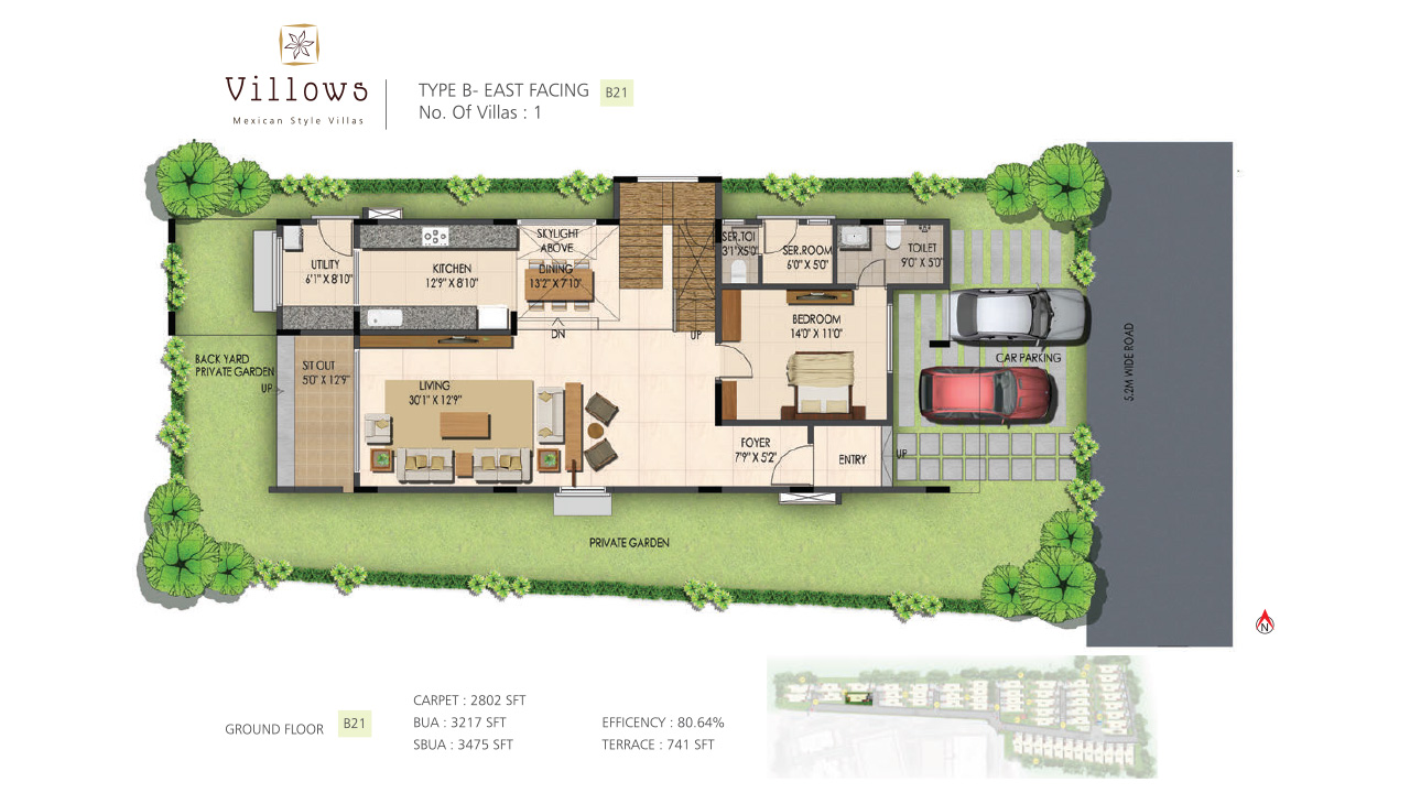 type B east facing_groundfloor_villa 1_b21 - Ajmera Villows