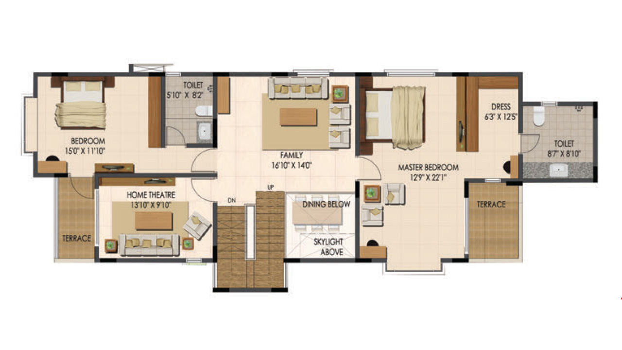 type B west facing_firstfloor_villa 1_b23 - Ajmera Villows