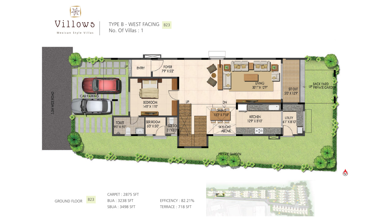 type B west facing_groundfloor_villa 1_b23 - Ajmera Villows